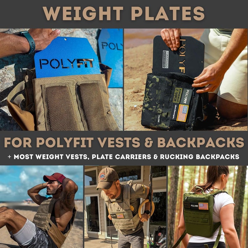 Polyfit Weight Vest Plates - Weighted Plates for Strength Training Weight Vests - 4lb, 6lb, 9lb, 14lb, 19lb Pairs - Image 2